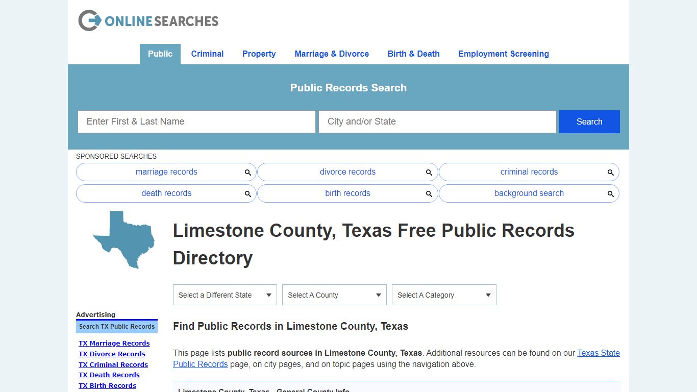 Limestone County, Texas Public Records Directory